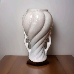 Vintage Gondor Pottery 9.5" Swirl Vase Double Handles Pink And Blue  *AS IS*